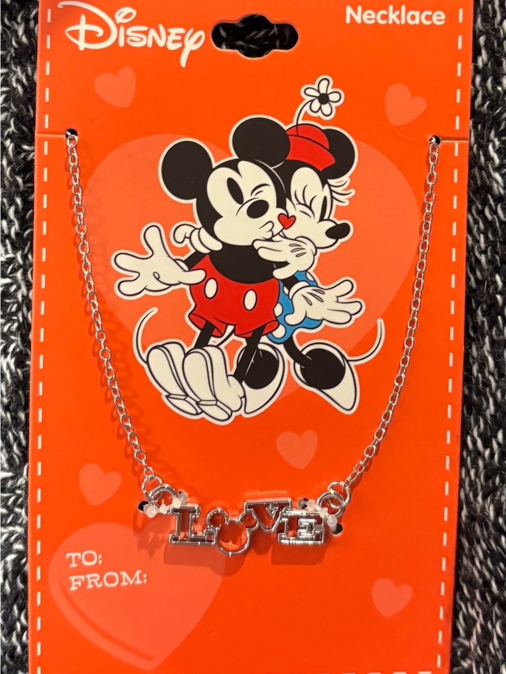 Disney Kids Silver 'LOVE' Necklace - Silver Tone - Mickey & Minnie - NEW